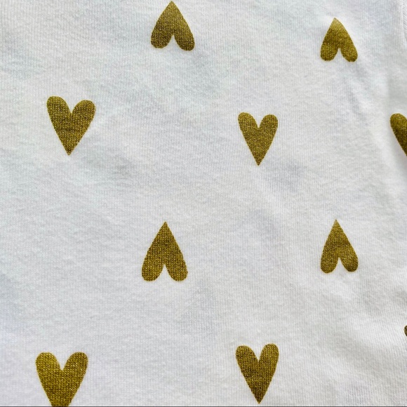 Baby Girls Glitter Gold Heart Short Sleeve Onesie - Picture 4 of 5